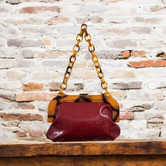 FREE PEOPLE RED PATENT LEATHER BAG - Picture 10 of 12